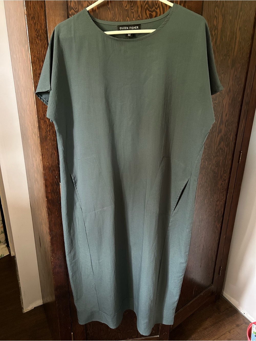 Eileen Fisher Short-Sleeve Oversized Crewneck Dress